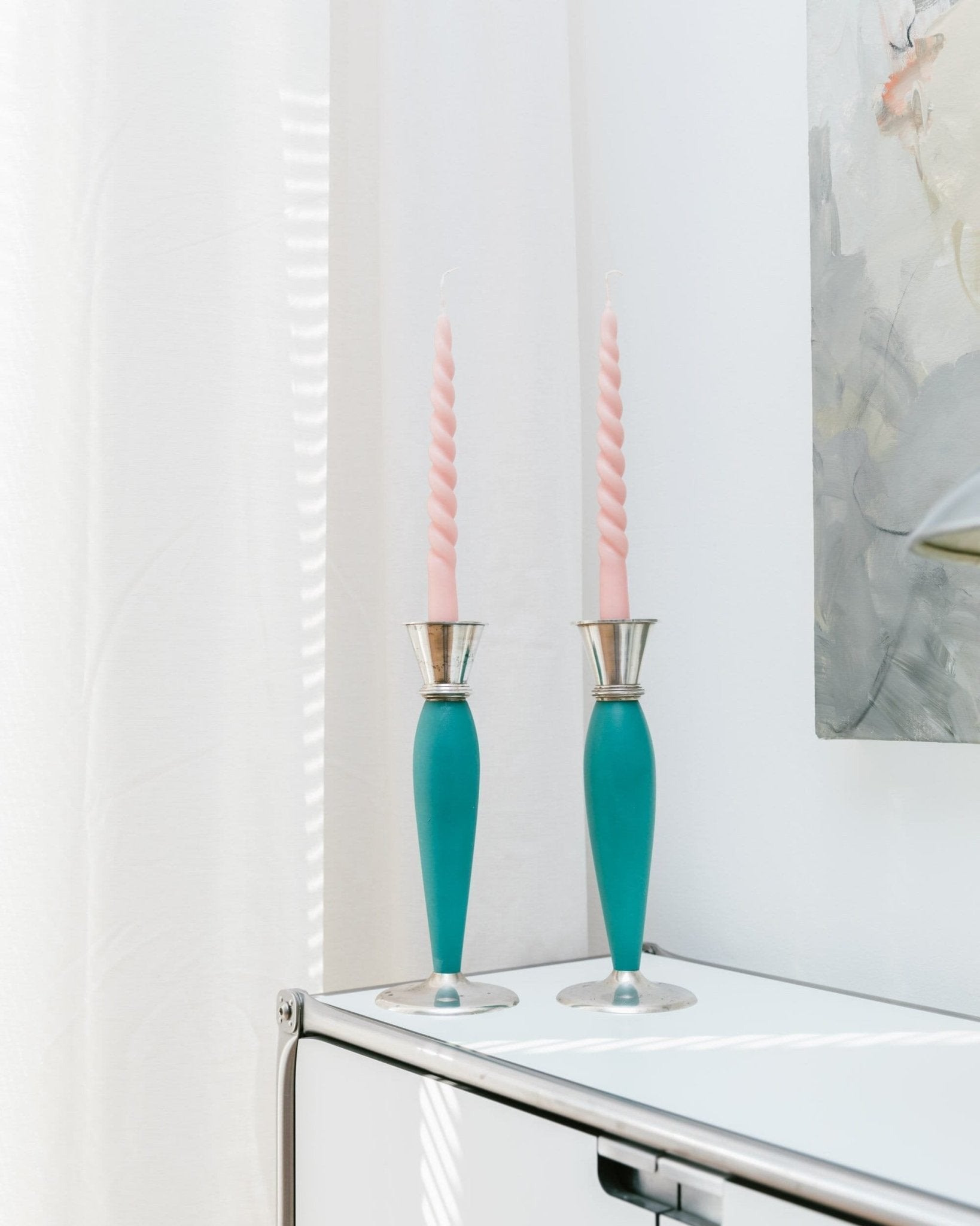 Set of 2 candleholders - Postmodern Retro Memphis Style - 2000 - Bottega Jacobs