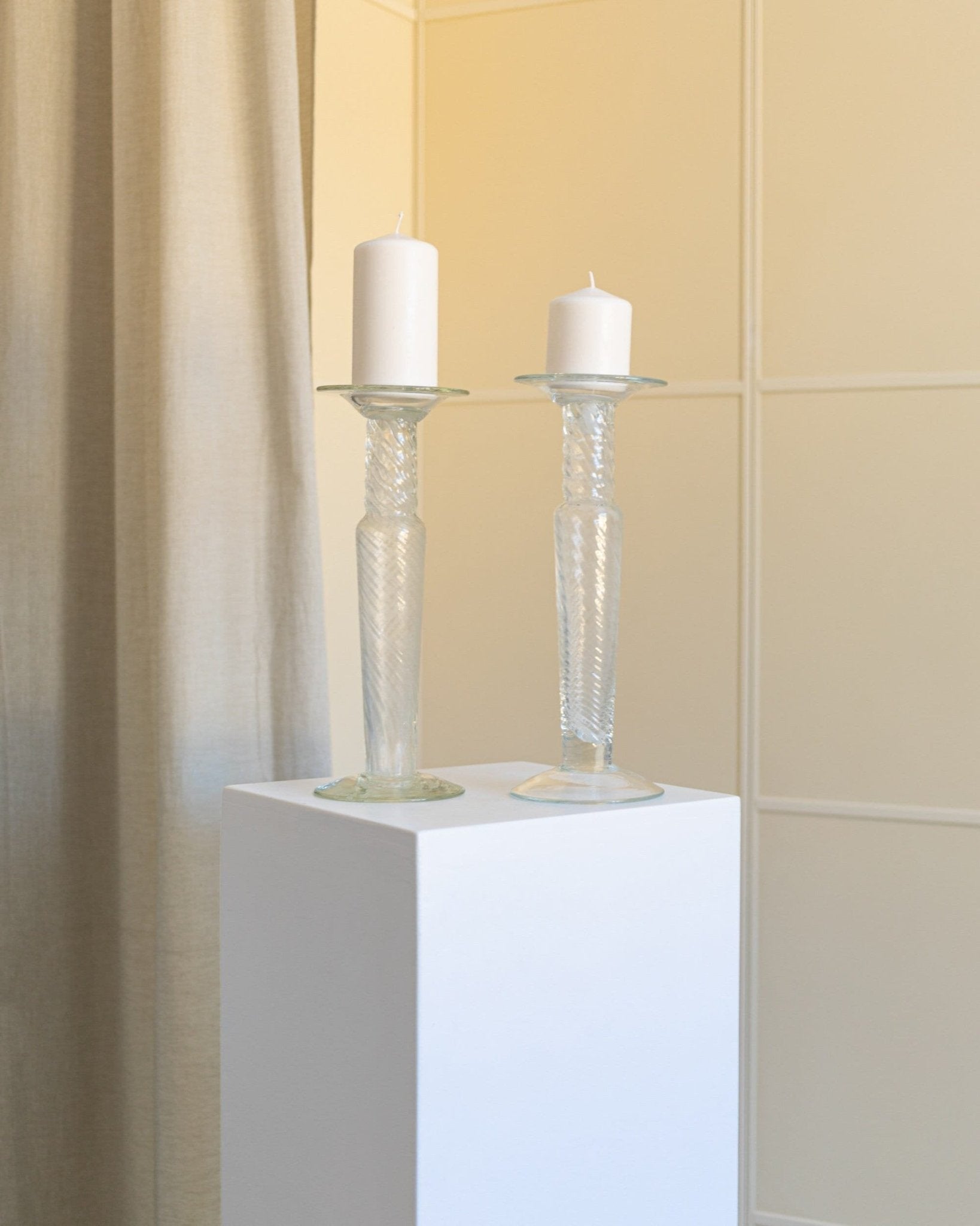 Set of 2 Franco Moretti candleholders - Murano glass candle holder - classic design - Italy 1960s - Bottega Jacobs