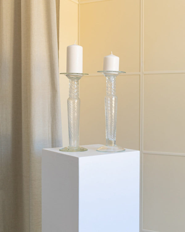 Set of 2 Franco Moretti candleholders - Murano glass candle holder - classic design - Italy 1960s - Bottega Jacobs