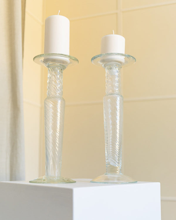 Set of 2 Franco Moretti candleholders - Murano glass candle holder - classic design - Italy 1960s - Bottega Jacobs