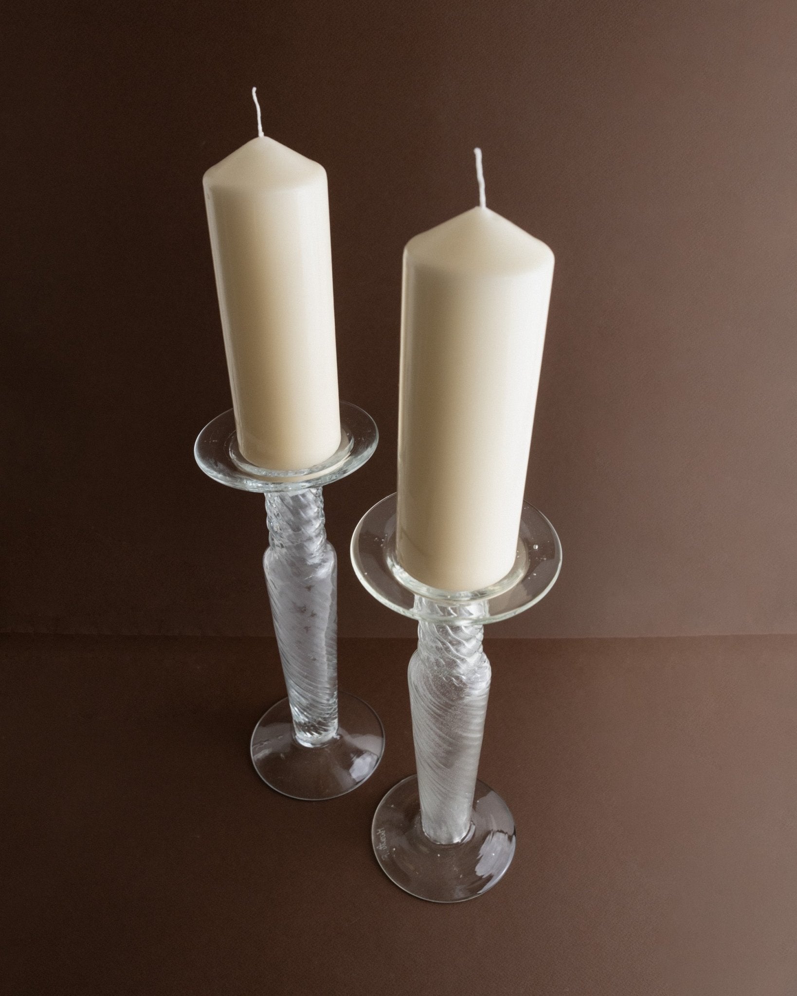 Set of 2 Franco Moretti candleholders - Murano glass candle holder - classic design - Italy 1960s_Bottega Jacobs