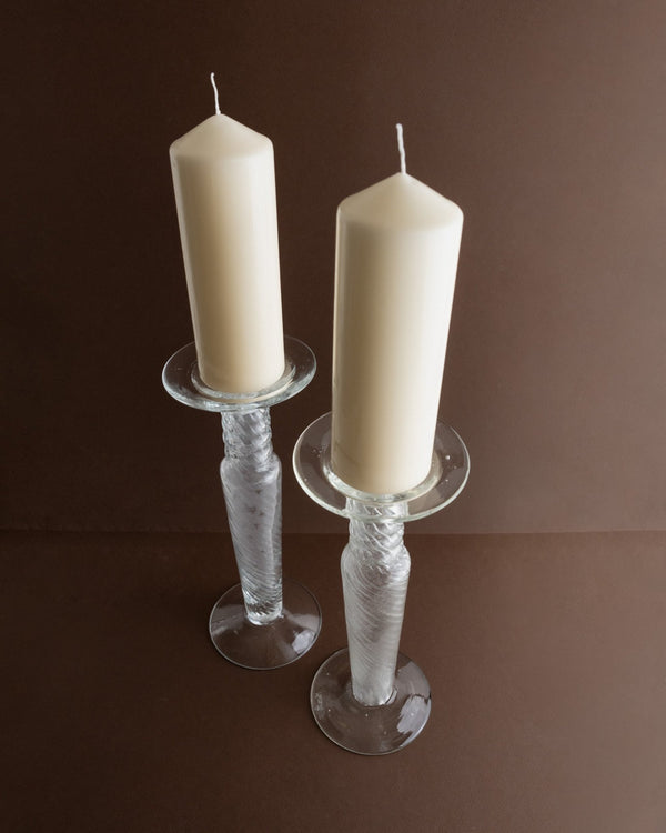 Set of 2 Franco Moretti candleholders - Murano glass candle holder - classic design - Italy 1960s_Bottega Jacobs