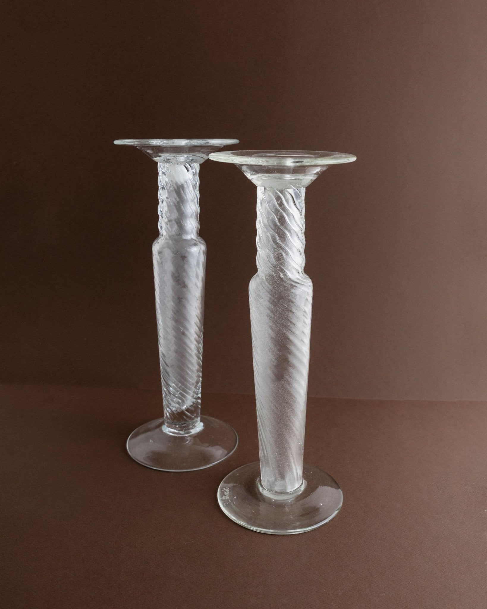 Set of 2 Franco Moretti candleholders - Murano glass candle holder - classic design - Italy 1960s_Bottega Jacobs