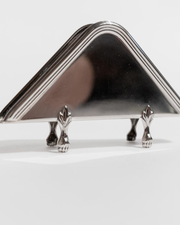 Set of 2 Triangular Napkin Holders, Silverplated - Timeless Design with Small Paw Details Italy 1970s - Noble Table Decor, Elegant Gift Idea_Bottega Jacobs