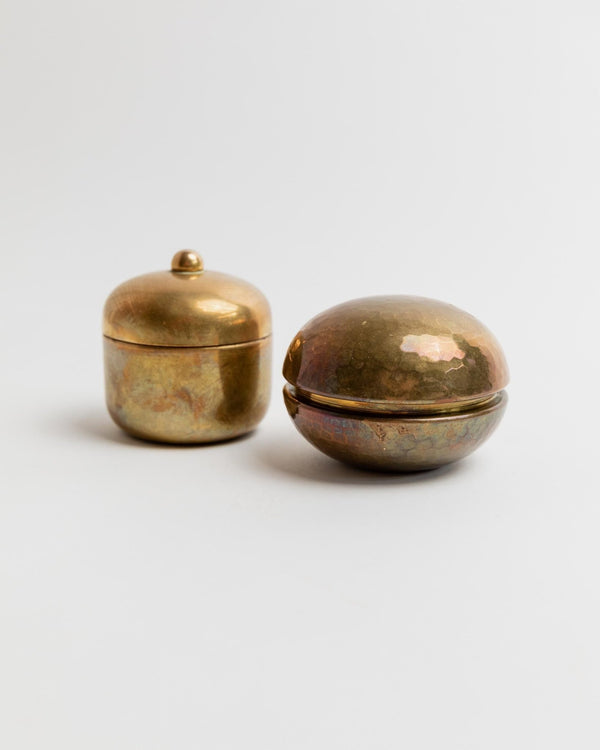 Set of 2 Vintage Brass Tins with Lid - handmade, timeless Design, Italy 1950s - Gift boxes, Storage for Jewelry, Medicine, elegant Gift Idea_Bottega Jacobs