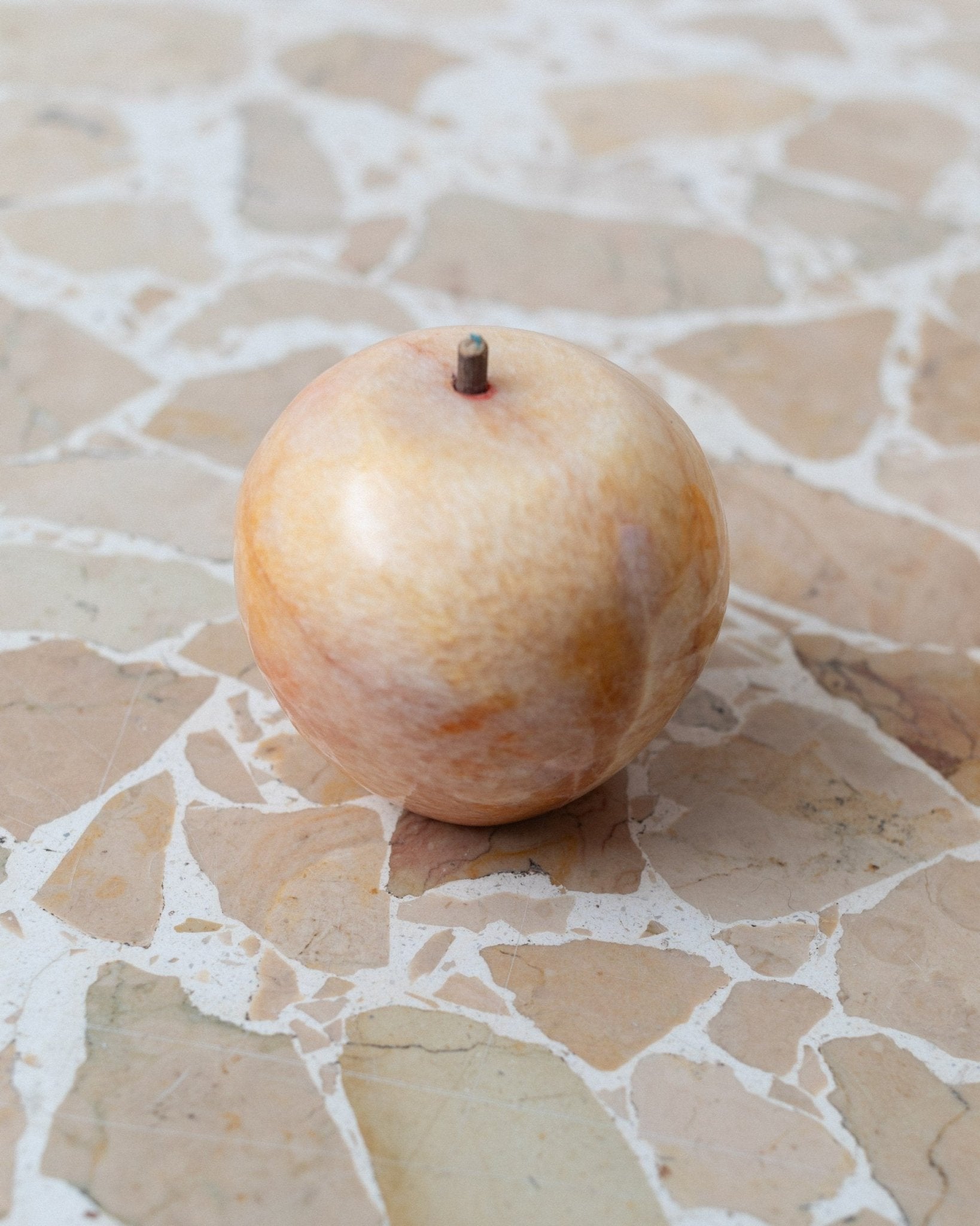 Set of 5 vintage alabaster fruits - yellow stone fruit handmade - Mid Century Design - Italy 1970s - Bottega Jacobs