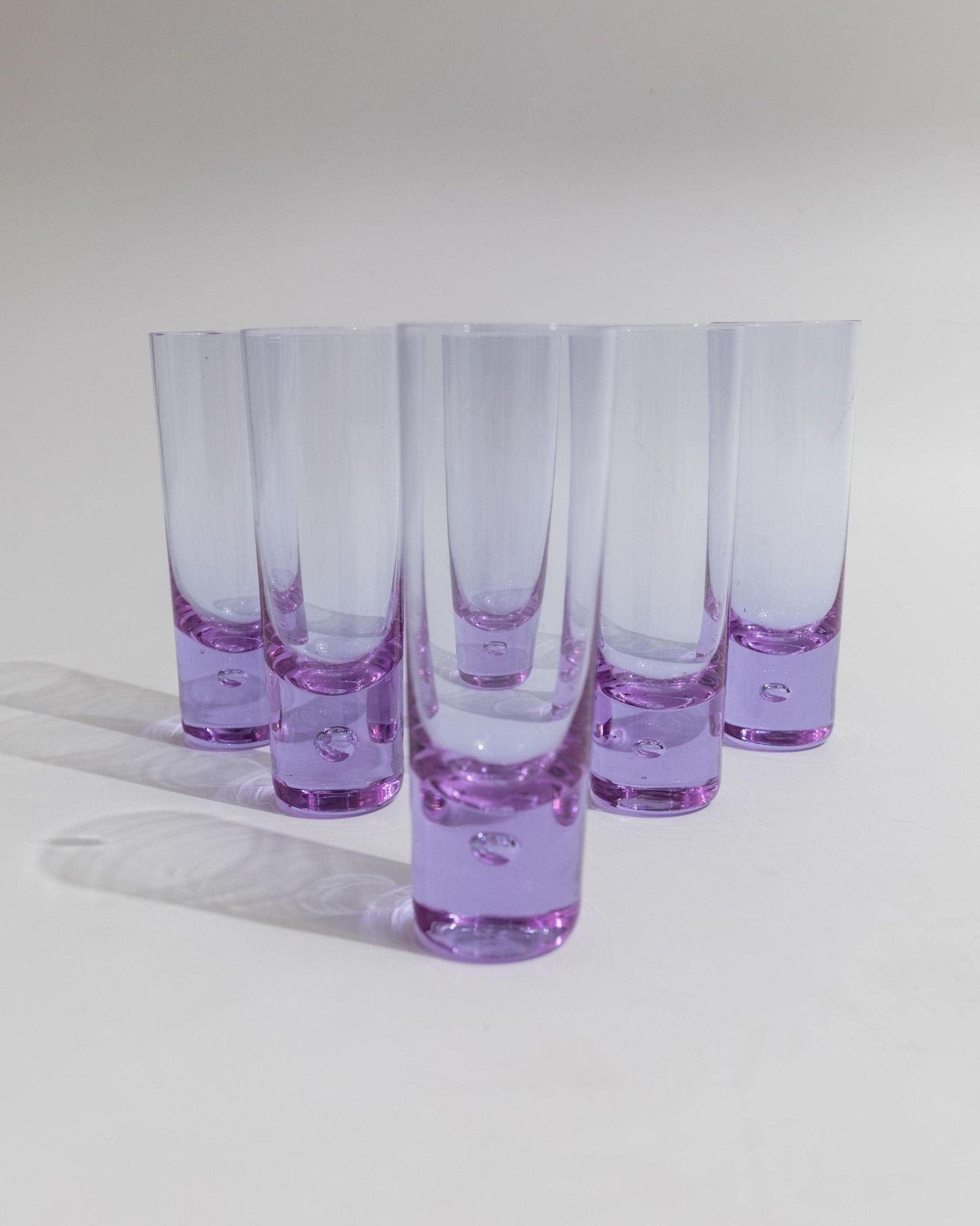 Set of 6 Vintage Alexandrite Drinking Glasses - purple crystal glasses - Pop Art Design Italy 1970s - Table Decor, Colorful Glassware, Gift_Bottega Jacobs
