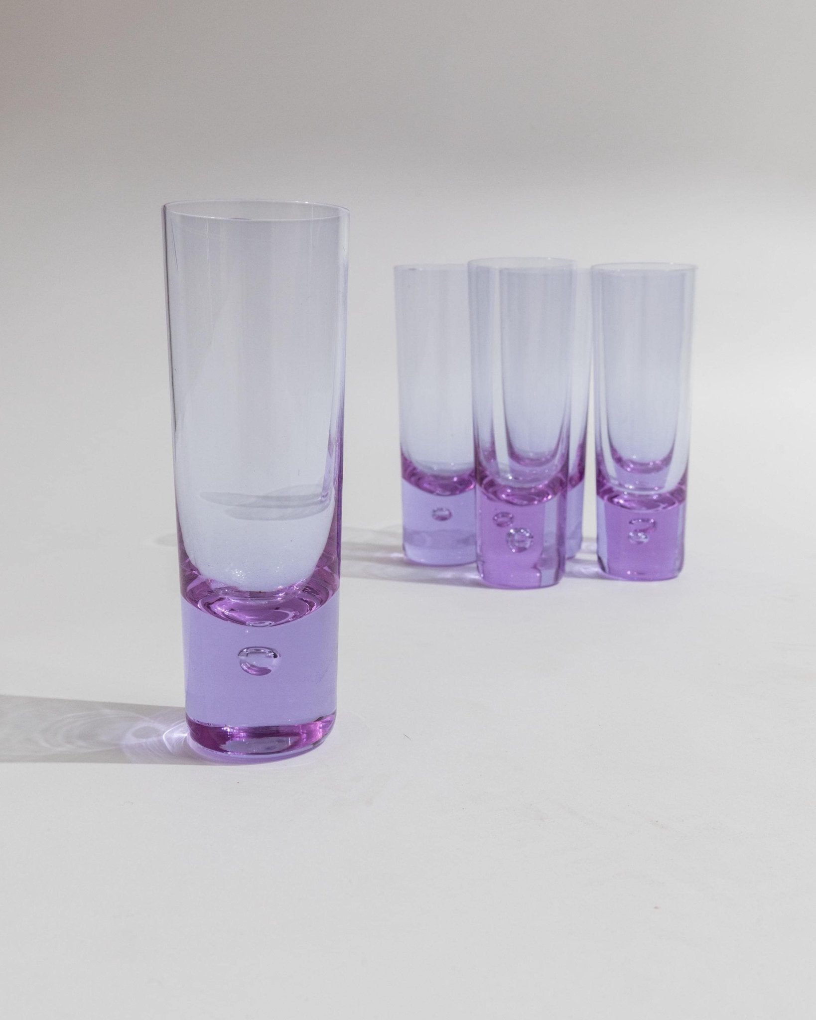 Set of 6 Vintage Alexandrite Drinking Glasses - purple crystal glasses - Pop Art Design Italy 1970s - Table Decor, Colorful Glassware, Gift_Bottega Jacobs