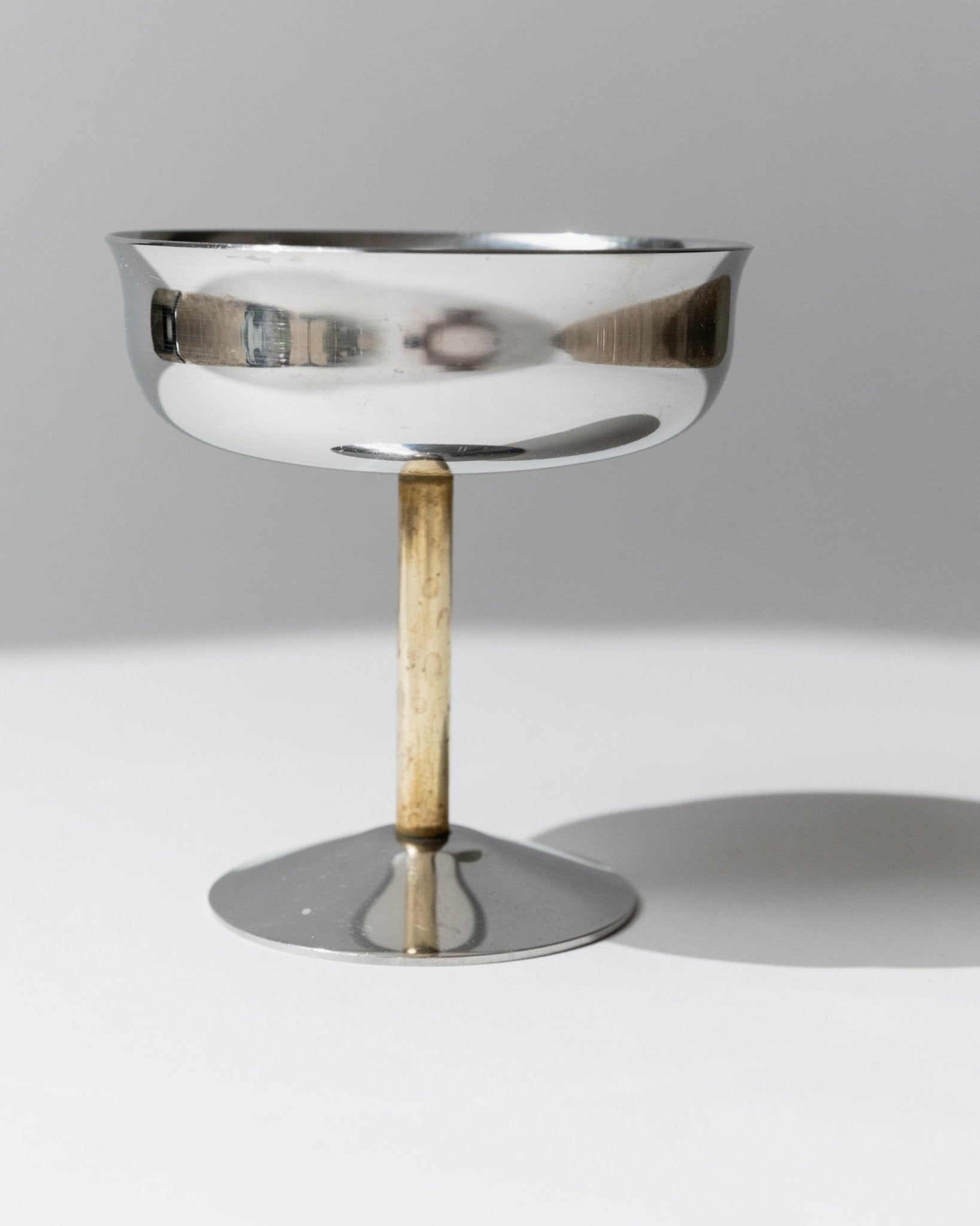 Set of 6 Vintage Champagne Bowls - Stainless Steel with Golden Stem, Timeless Design Italy 1970s - Gift Idea Elegant, Retro Table Decoration_Bottega Jacobs