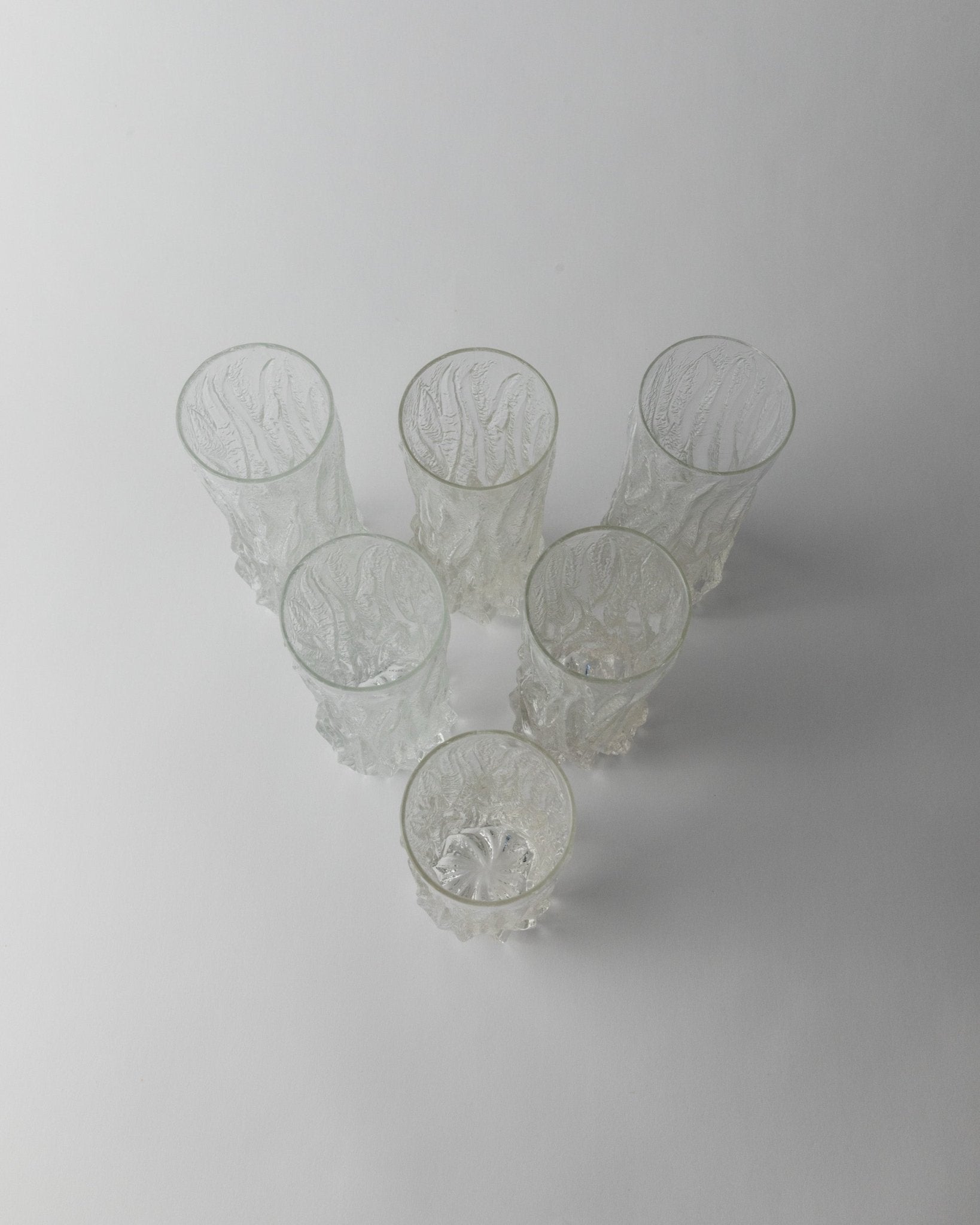 Set of 6 Vintage Drinking Glasses - Bark Texture, Clear Glass, Timeless Design Italy 1970s - Elegant Cocktail Glasses, Gift Idea_Bottega Jacobs