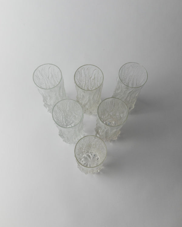Set of 6 Vintage Drinking Glasses - Bark Texture, Clear Glass, Timeless Design Italy 1970s - Elegant Cocktail Glasses, Gift Idea_Bottega Jacobs
