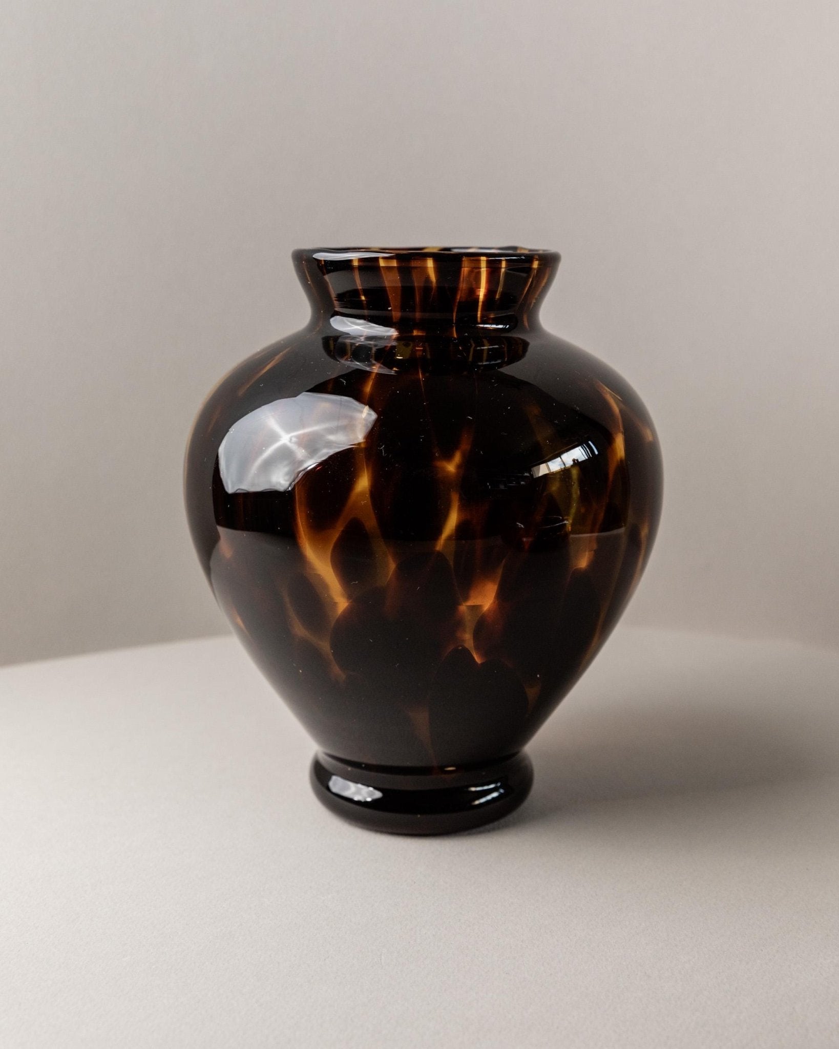 Set Vintage Murano Glass Vase and Bowl - Tortoise Shell Optic - Elegant Glass Art Italy 1980s - Table Decoration, Ashtray or Bowl, Gift Idea_Bottega Jacobs