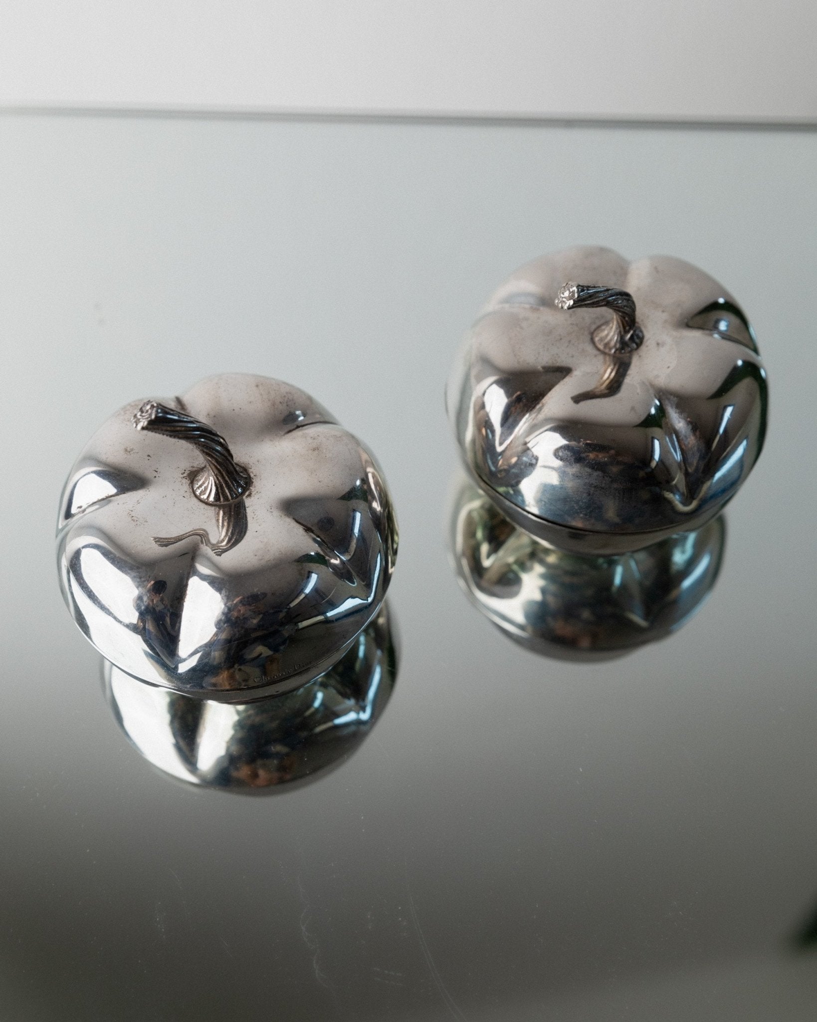 Silver-plated vintage Christian Dior Pumpkin set - lighter and