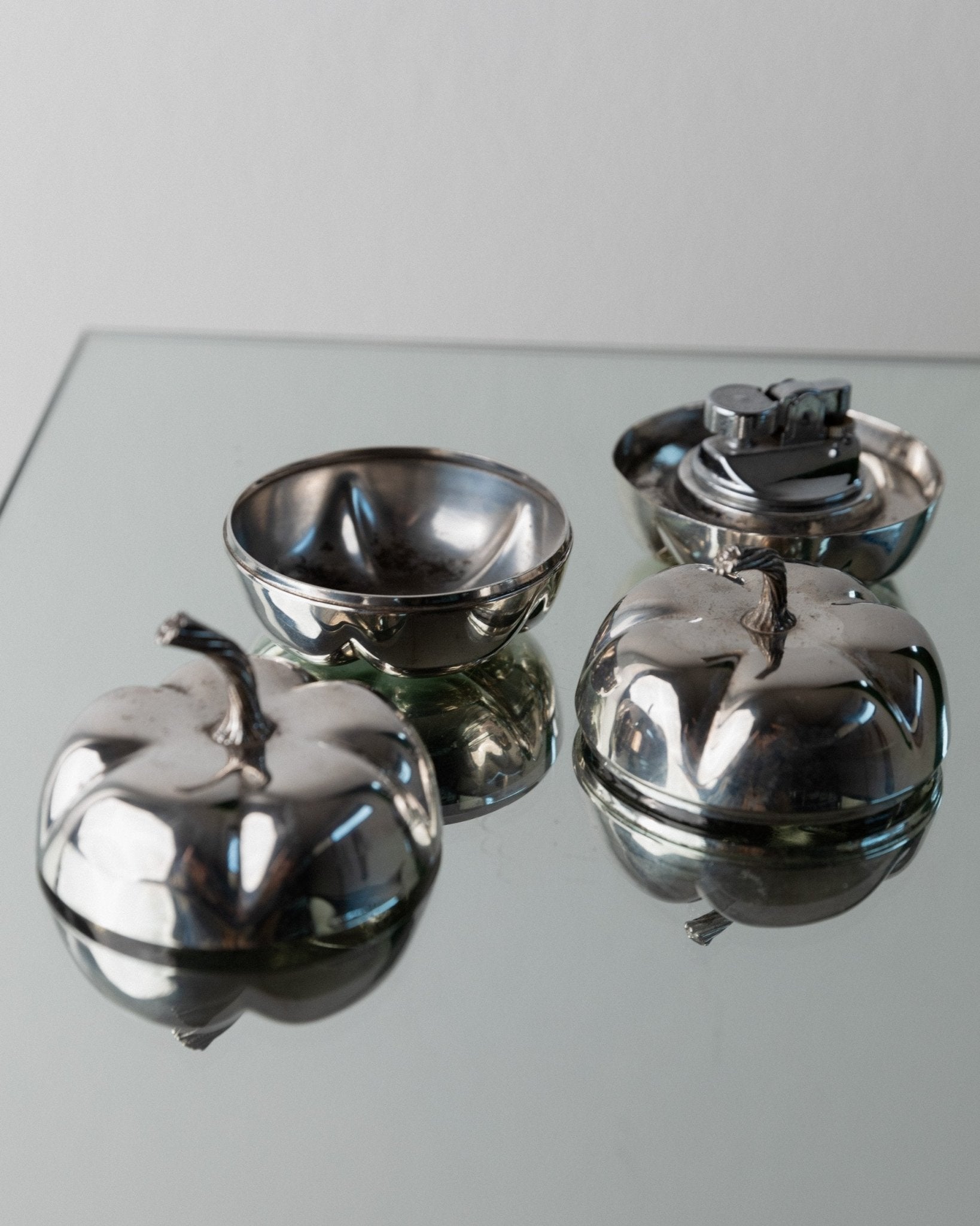 Silver-plated vintage Christian Dior Pumpkin set - lighter and