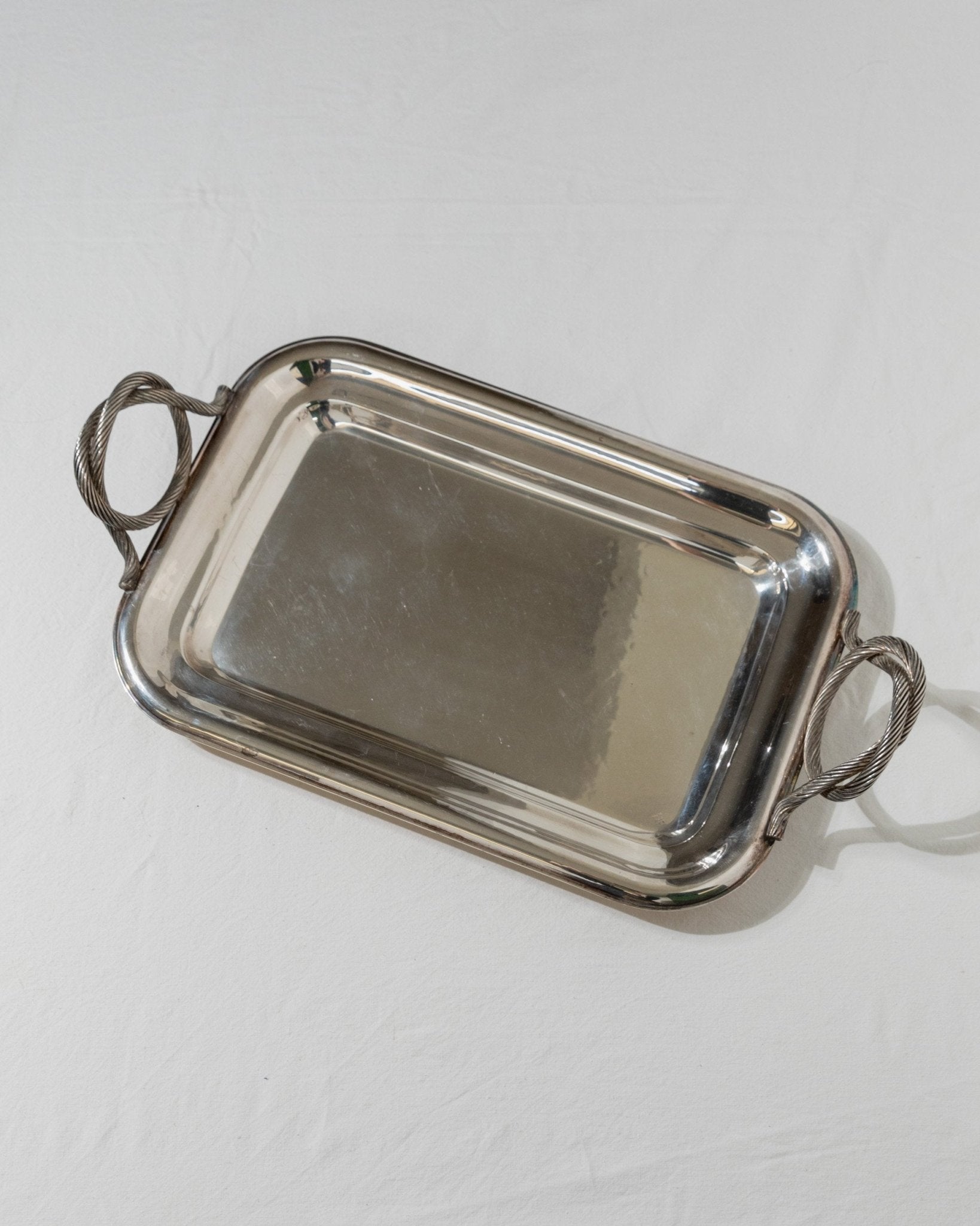Silverplated Vintage Tray - Serving platter Italy 1960s - Classic design, fluted handles, wedding table decoration silver, elegant - Bottega Jacobs