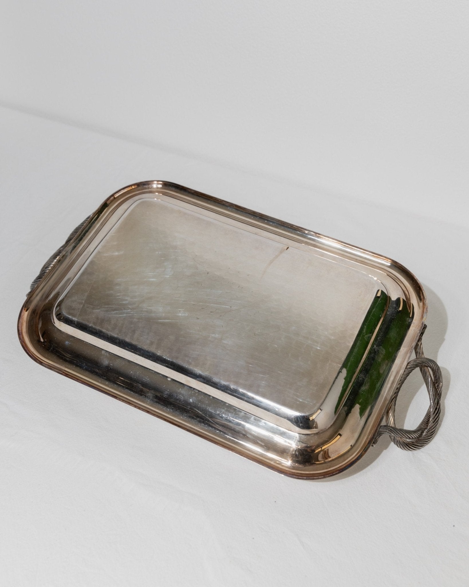 Silverplated Vintage Tray - Serving platter Italy 1960s - Classic design, fluted handles, wedding table decoration silver, elegant - Bottega Jacobs