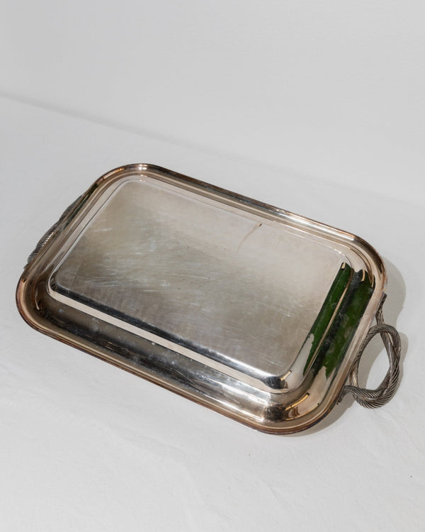 Silverplated Vintage Tray - Serving platter Italy 1960s - Classic design, fluted handles, wedding table decoration silver, elegant - Bottega Jacobs