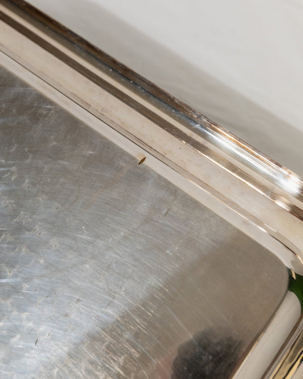 Silverplated Vintage Tray - Serving platter Italy 1960s - Classic design, fluted handles, wedding table decoration silver, elegant - Bottega Jacobs