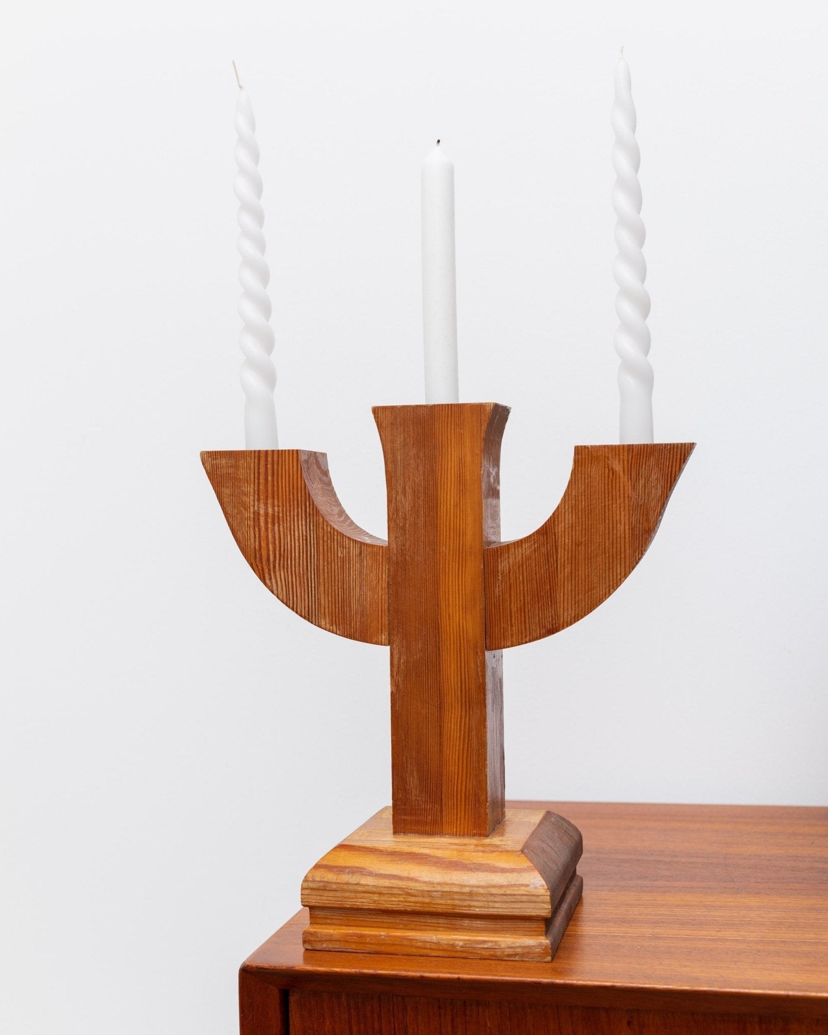 Solid candle holder made of wood - Made in Italy - Mid Century Design - 1950s - Bottega Jacobs