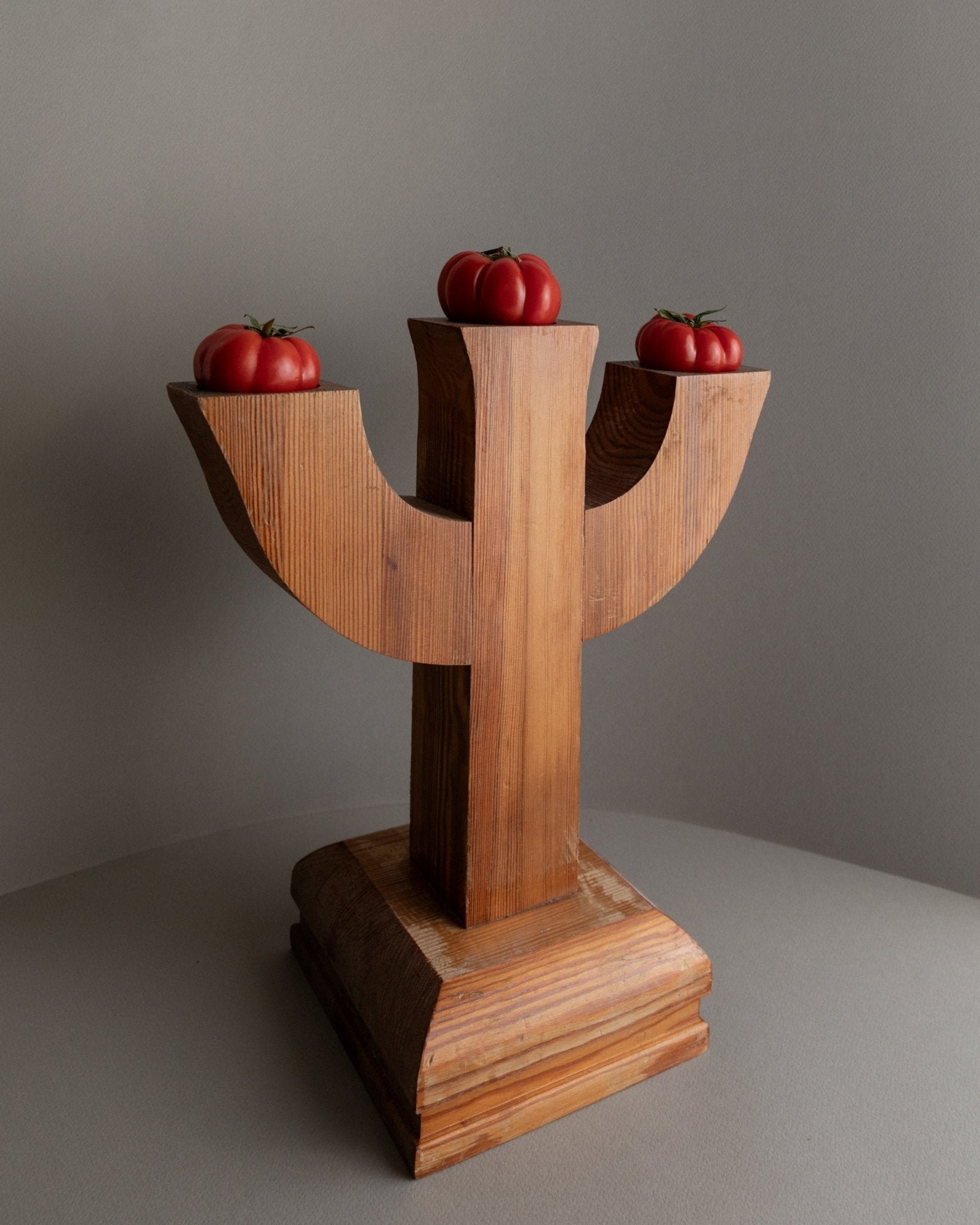 Solid candle holder made of wood - Made in Italy - Mid Century Design - 1950s_Bottega Jacobs