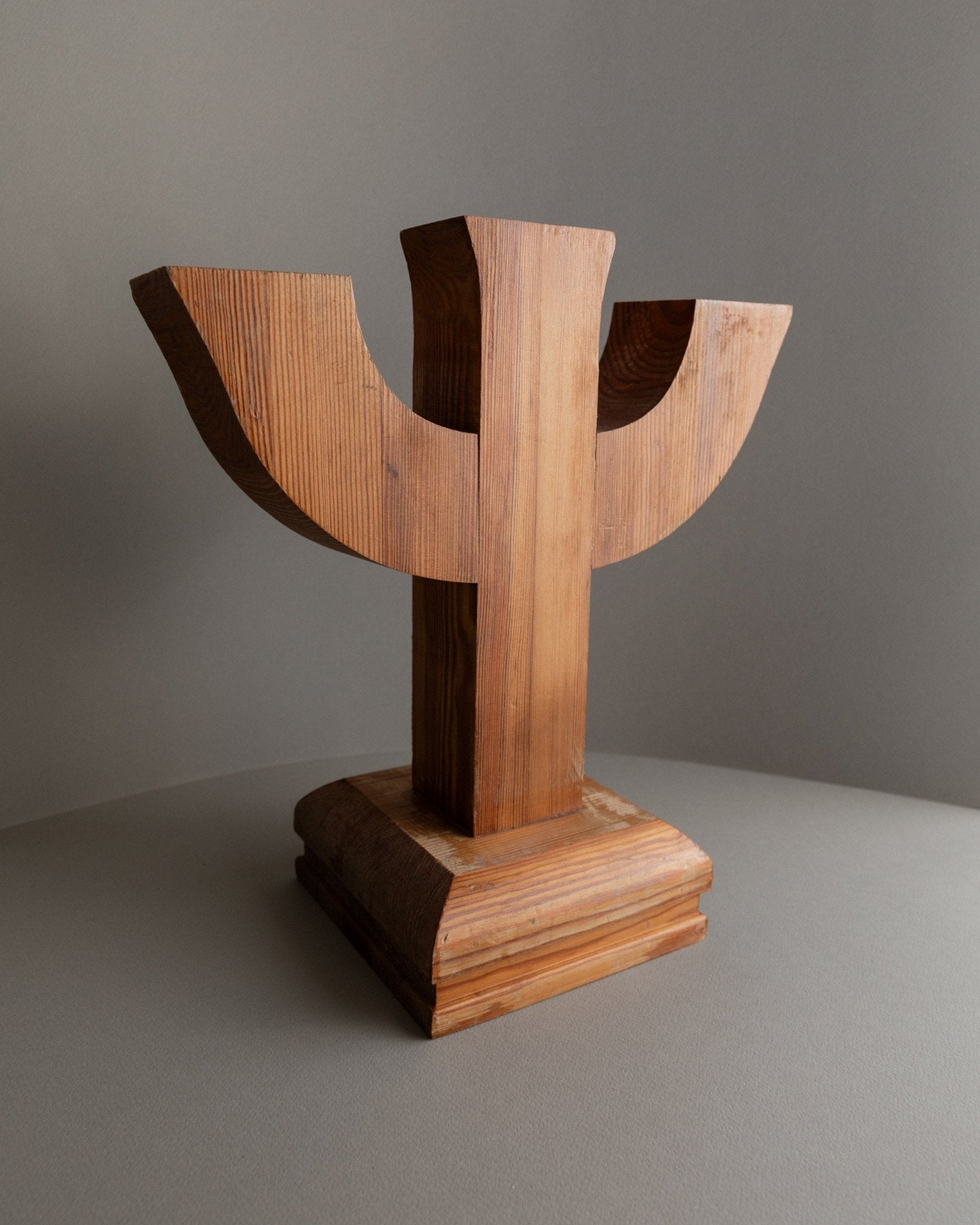 Solid candle holder made of wood - Made in Italy - Mid Century Design - 1950s_Bottega Jacobs