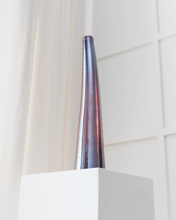 Super Large Murano Glass Vase - Purple and Dark Red, tall narrow Tube - Mid Century Design Italy 1970s - Table Decoration, Unique Gift Idea_Bottega Jacobs