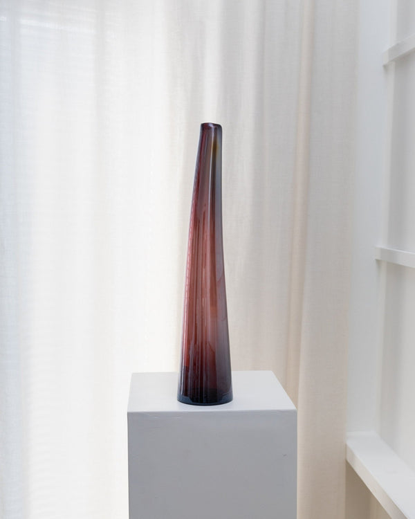 Super Large Murano Glass Vase - Purple and Dark Red, tall narrow Tube - Mid Century Design Italy 1970s - Table Decoration, Unique Gift Idea_Bottega Jacobs