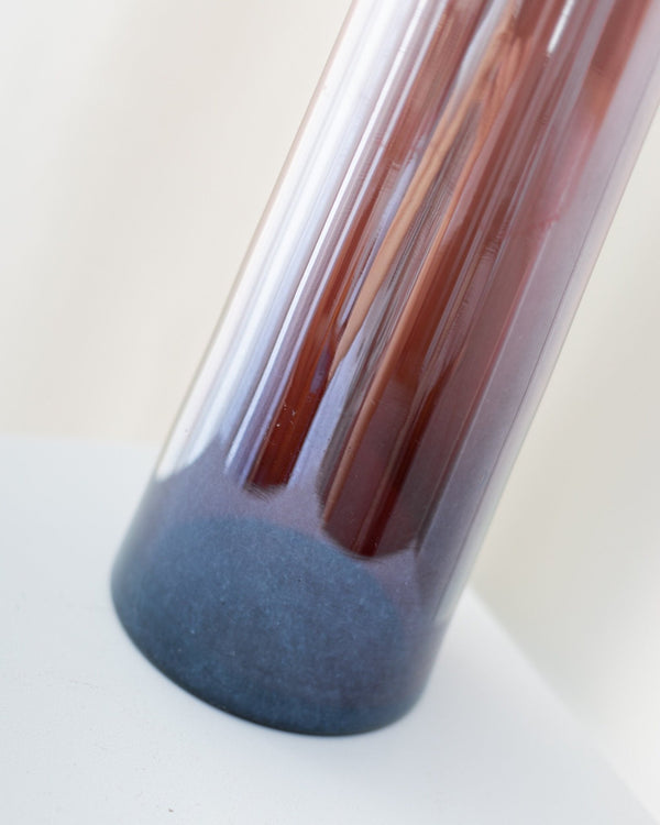 Super Large Murano Glass Vase - Purple and Dark Red, tall narrow Tube - Mid Century Design Italy 1970s - Table Decoration, Unique Gift Idea_Bottega Jacobs