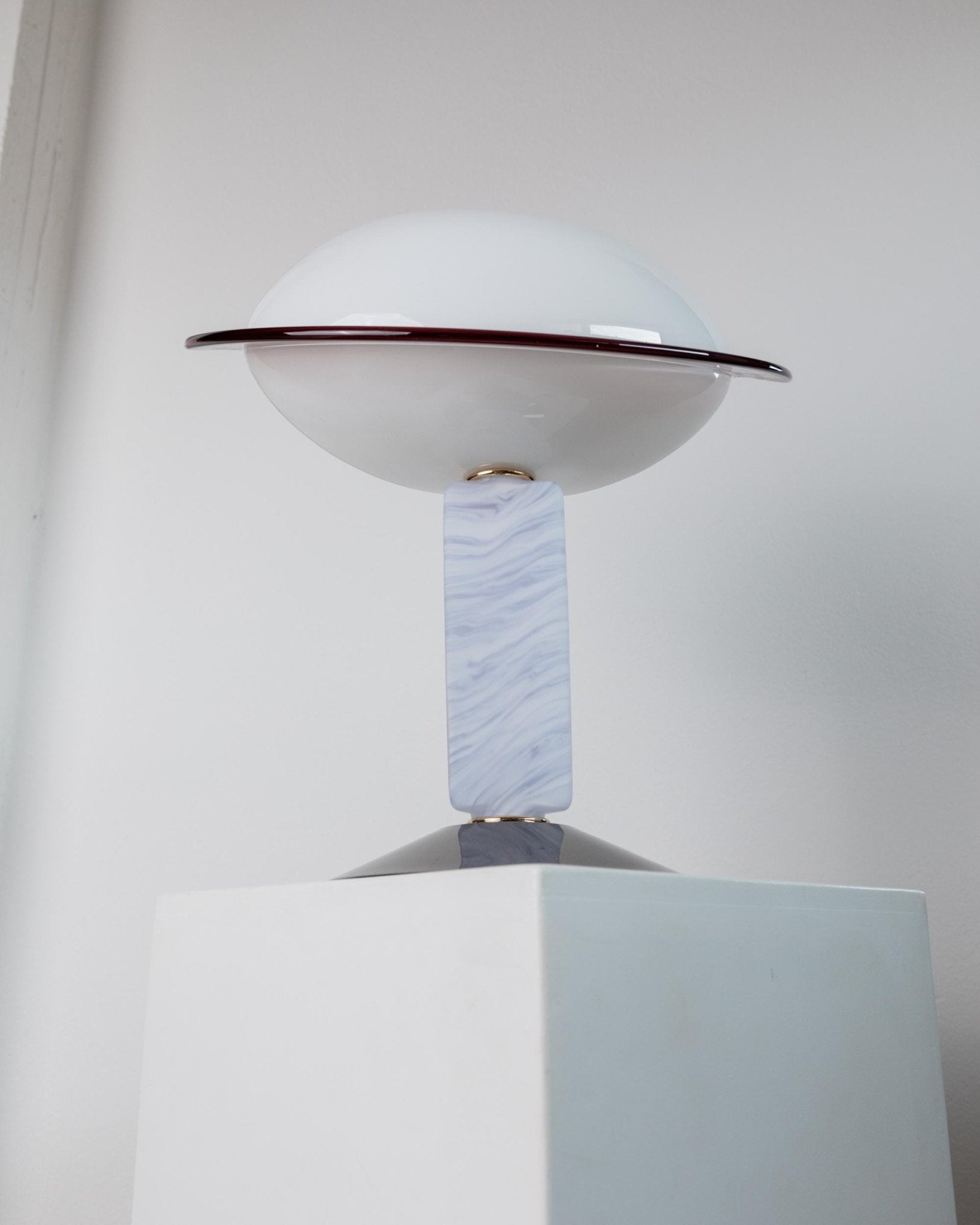 Unique Vintage Murano Glass Table Lamp – Swirled Glass Base with Metal, Glass Shade – Memphis Style Italy 1980s Design – Bedside Lamp, Gift_Bottega Jacobs