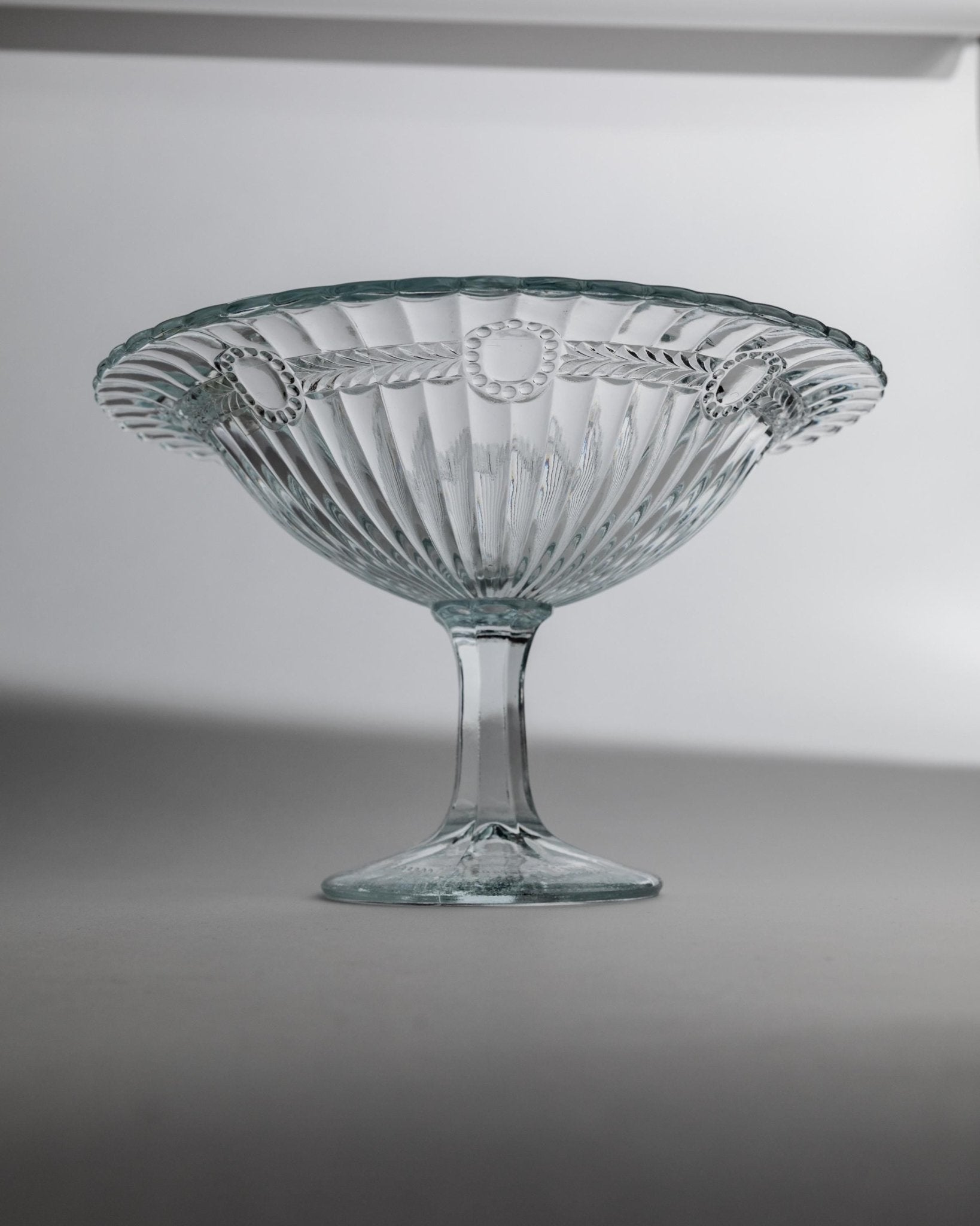 Vintage 1910s Pressed Glass Compote, Olivia Zabkowice Glass Poland, Classic Design, Table Decor, Elegant Gift Idea_Bottega Jacobs