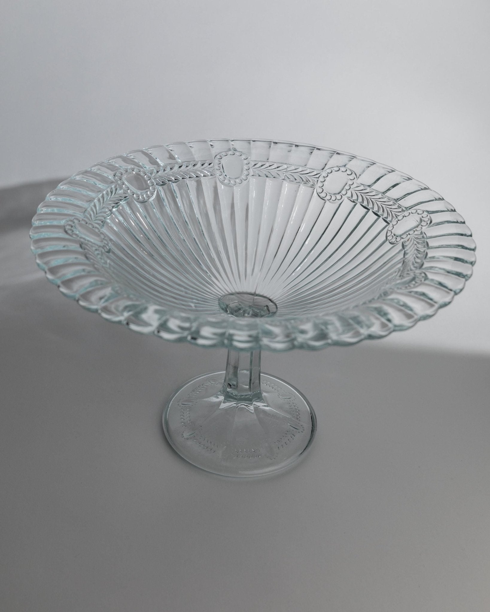 Vintage 1910s Pressed Glass Compote, Olivia Zabkowice Glass Poland, Classic Design, Table Decor, Elegant Gift Idea_Bottega Jacobs
