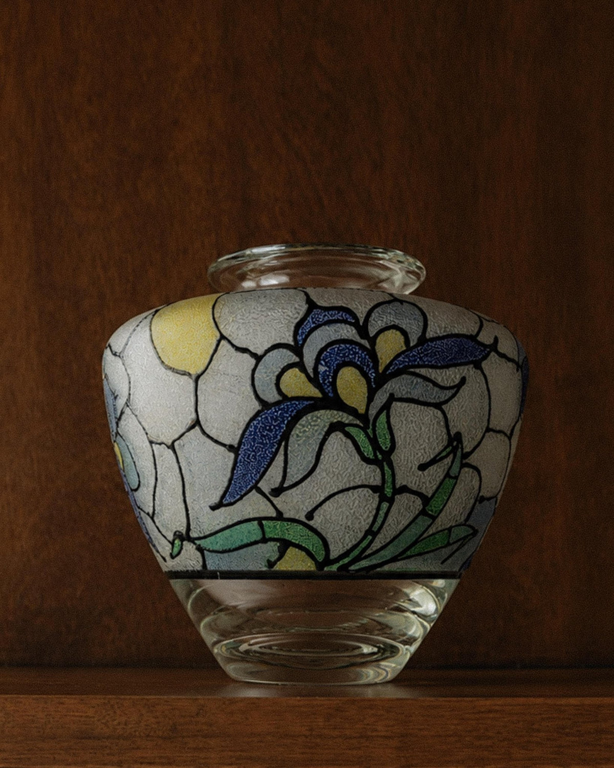 Vintage 1920s Art Deco Enameled Glass Vase, Tiffany Style Floral Hand Painted Design, Antique Decorative Art Glass, Home Decor, Gift Idea_Bottega Jacobs