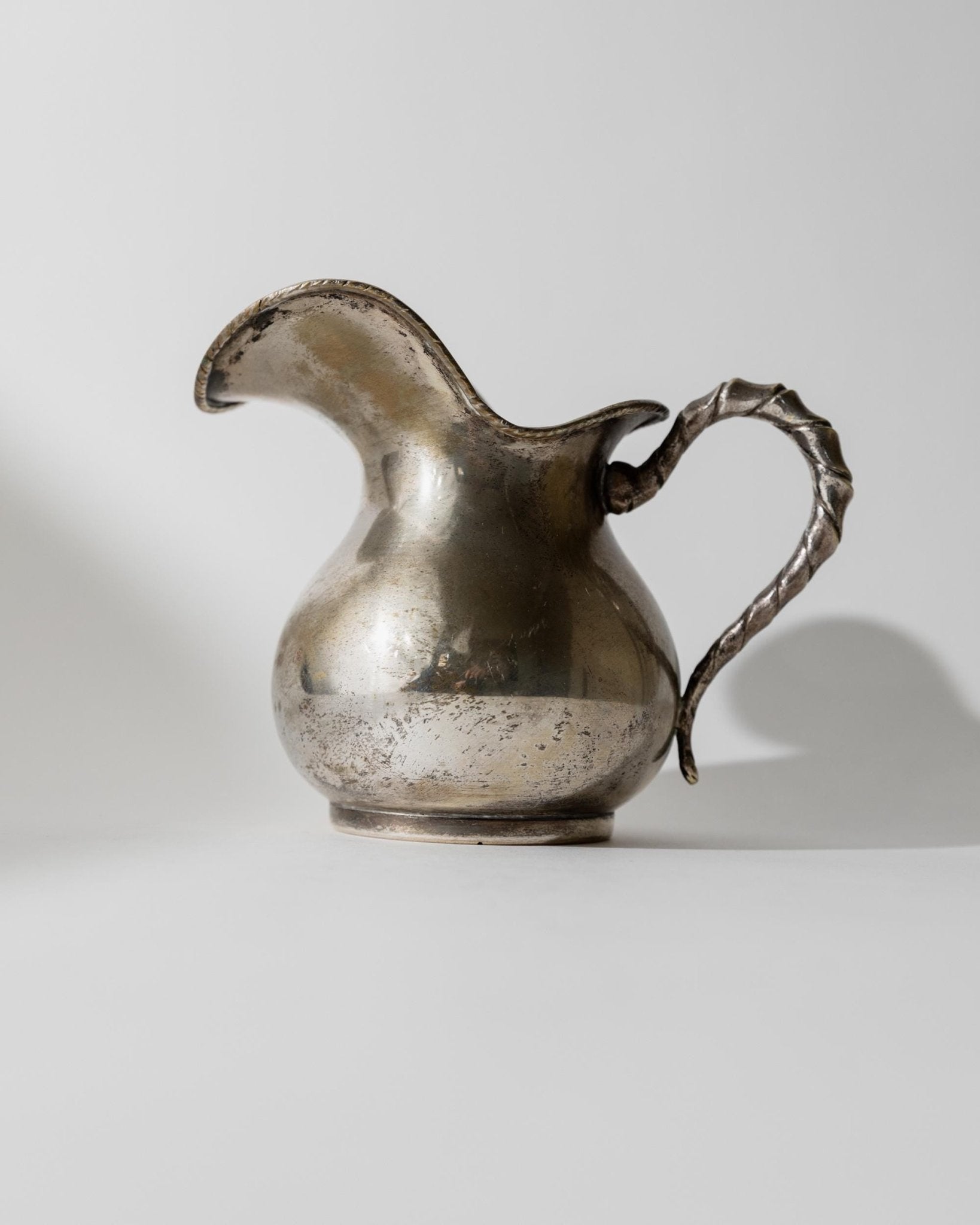 Vintage 1920s Hammered Silver Plated Creamer, by Calegaro Padua, Twisted Handle Design, Elegant Craftsmanship, Table Accent, Gift Idea_Bottega Jacobs