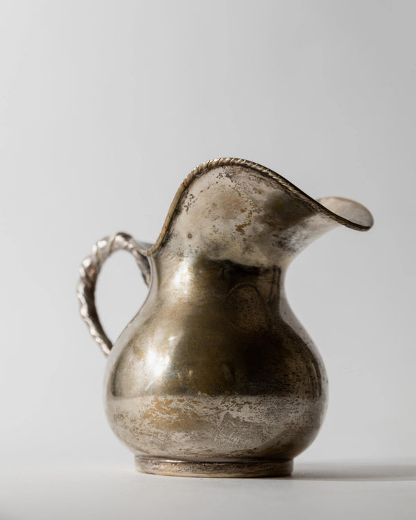 Vintage 1920s Hammered Silver Plated Creamer, by Calegaro Padua, Twisted Handle Design, Elegant Craftsmanship, Table Accent, Gift Idea_Bottega Jacobs
