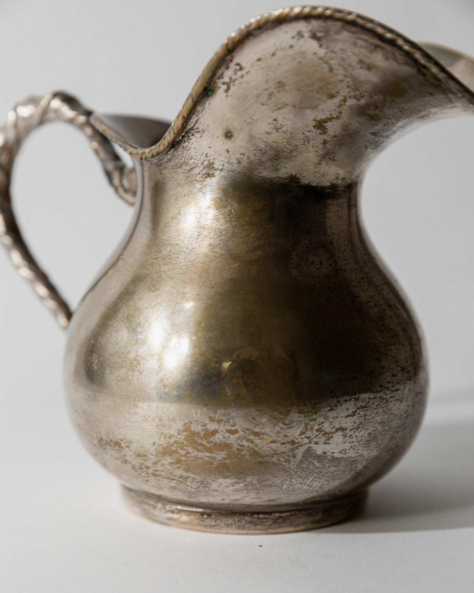 Vintage 1920s Hammered Silver Plated Creamer, by Calegaro Padua, Twisted Handle Design, Elegant Craftsmanship, Table Accent, Gift Idea_Bottega Jacobs