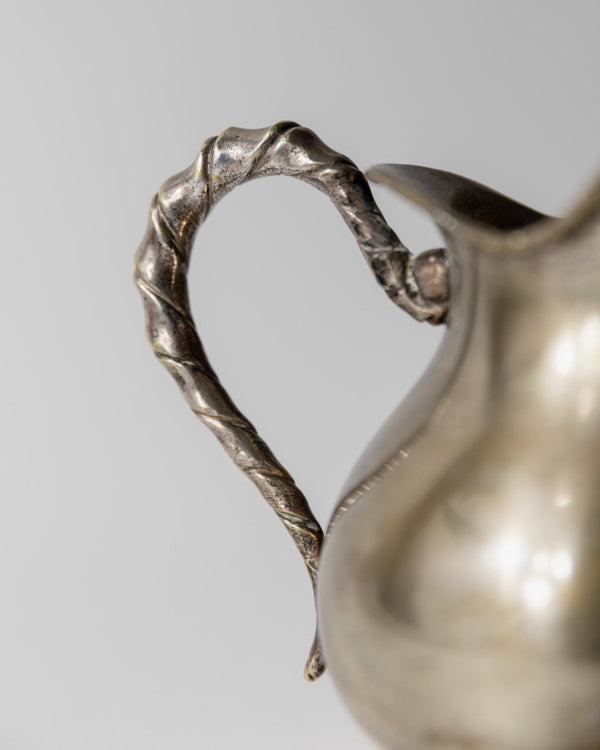 Vintage 1920s Hammered Silver Plated Creamer, by Calegaro Padua, Twisted Handle Design, Elegant Craftsmanship, Table Accent, Gift Idea_Bottega Jacobs
