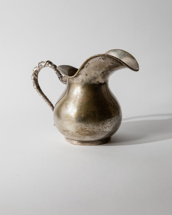 Vintage 1920s Hammered Silver Plated Creamer, by Calegaro Padua, Twisted Handle Design, Elegant Craftsmanship, Table Accent, Gift Idea_Bottega Jacobs