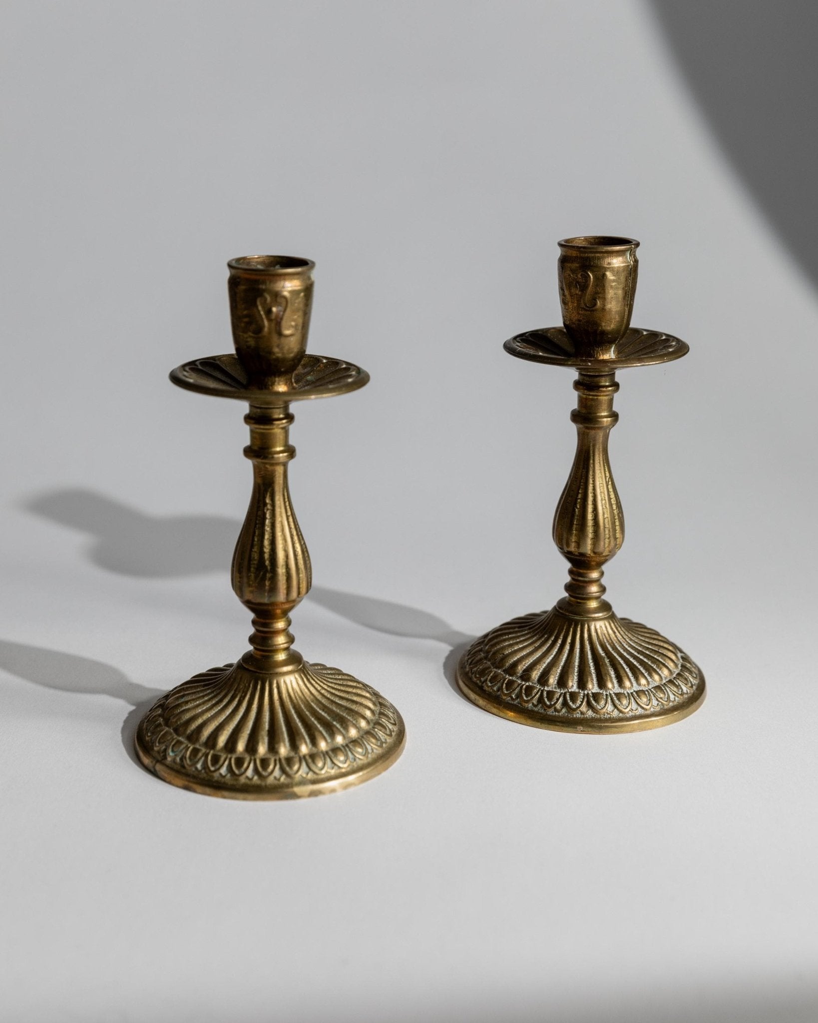 Vintage 1930s Brass Candleholders, Set of 2, Classic Italian Design, Table Decor, Elegant Gift Idea_Bottega Jacobs