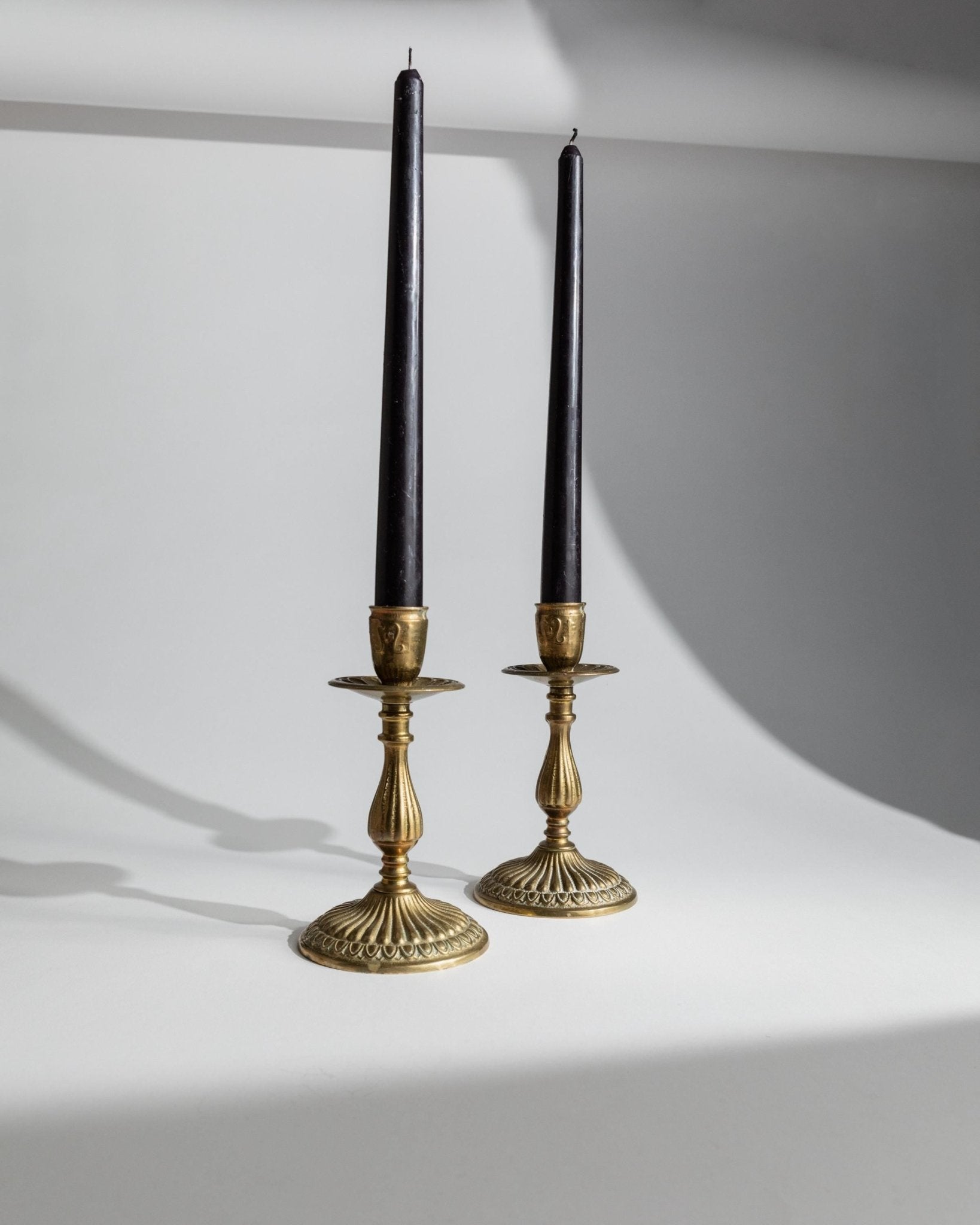 Vintage 1930s Brass Candleholders, Set of 2, Classic Italian Design, Table Decor, Elegant Gift Idea_Bottega Jacobs