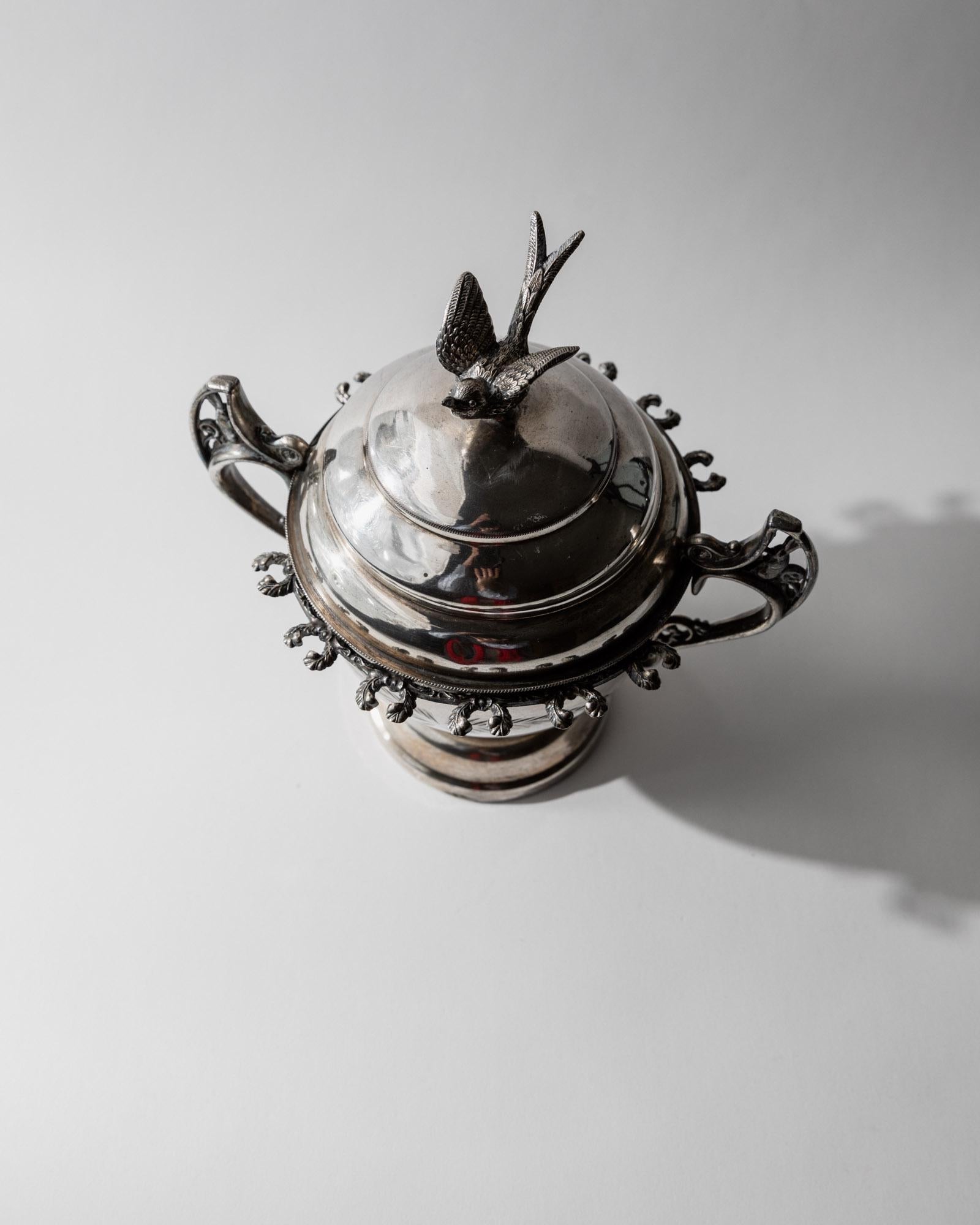 Vintage 1930s Silver Plated Footed Bowl with Lid by Warren Rogers New York, Bird and Ornate Details, Elegant Decor, Timeless Gift Idea_Bottega Jacobs