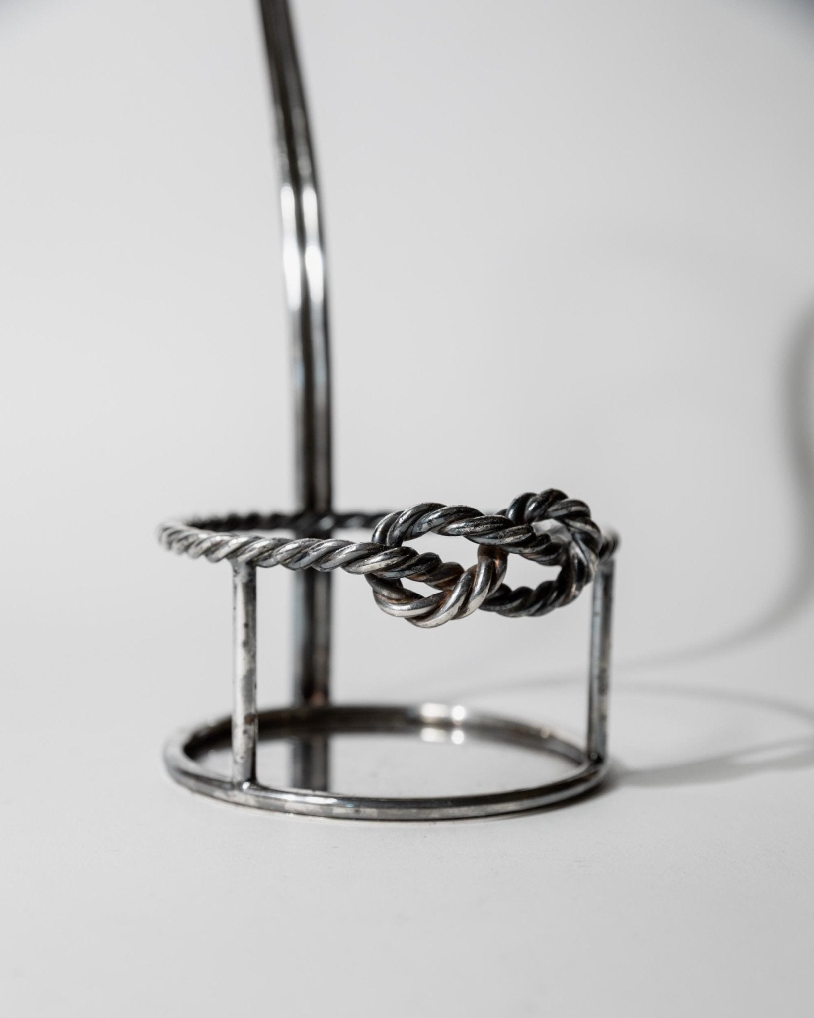 Vintage 1930s Silver Plated Wine Bottle Holder, Adjustable Ring, Woven Detail, Elegant Bar Accessory, by Serra Roma Italy, Gift Idea_Bottega Jacobs