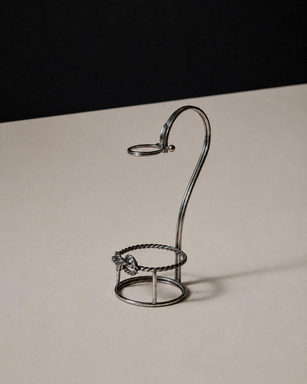 Vintage 1930s Silver Plated Wine Bottle Holder, Adjustable Ring, Woven Detail, Elegant Bar Accessory, by Serra Roma Italy, Gift Idea_Bottega Jacobs