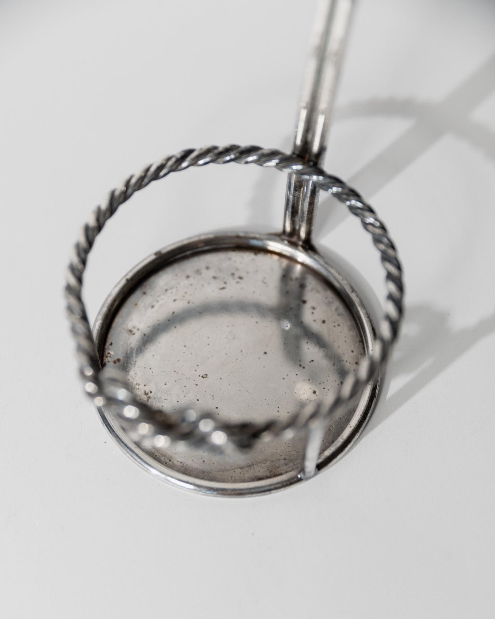 Vintage 1930s Silver Plated Wine Bottle Holder, Adjustable Ring, Woven Detail, Elegant Bar Accessory, by Serra Roma Italy, Gift Idea_Bottega Jacobs
