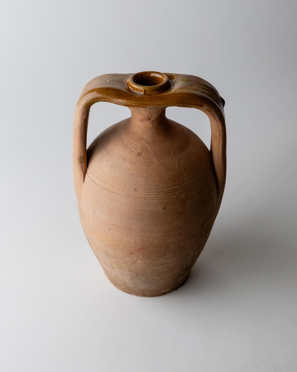Vintage 1930s Terracotta Amphora Vase, Handcrafted Italian Jug with Two Handles, Fine Linear Decoration, Rustic Home Decor, Gift Idea_Bottega Jacobs