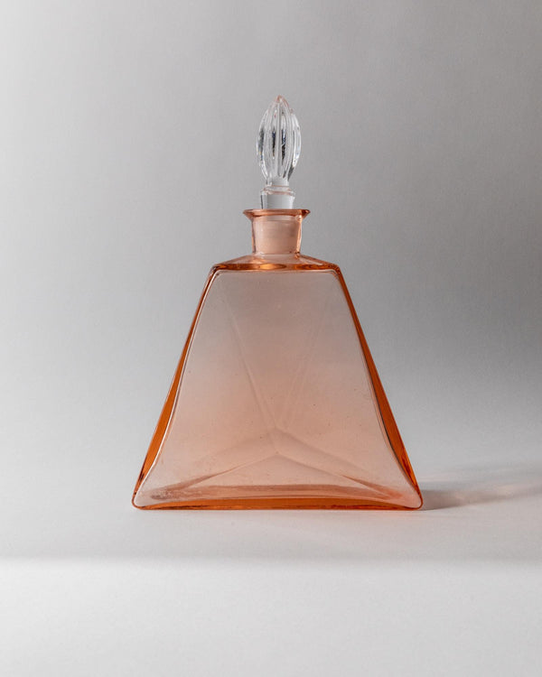 Vintage 1940s Murano Glass Decanter Set of 2, Rosalin Glass with Stoppers, Different Sculptural Shapes, Elegant Italian Decor, Gift Idea_Bottega Jacobs
