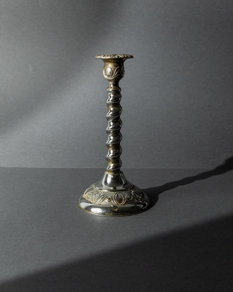 Vintage 1940s Silver Plated Candleholder, Twisted Victorian Design England, Antique Table Decor, Timeless Style, Elegant Gift Idea_Bottega Jacobs