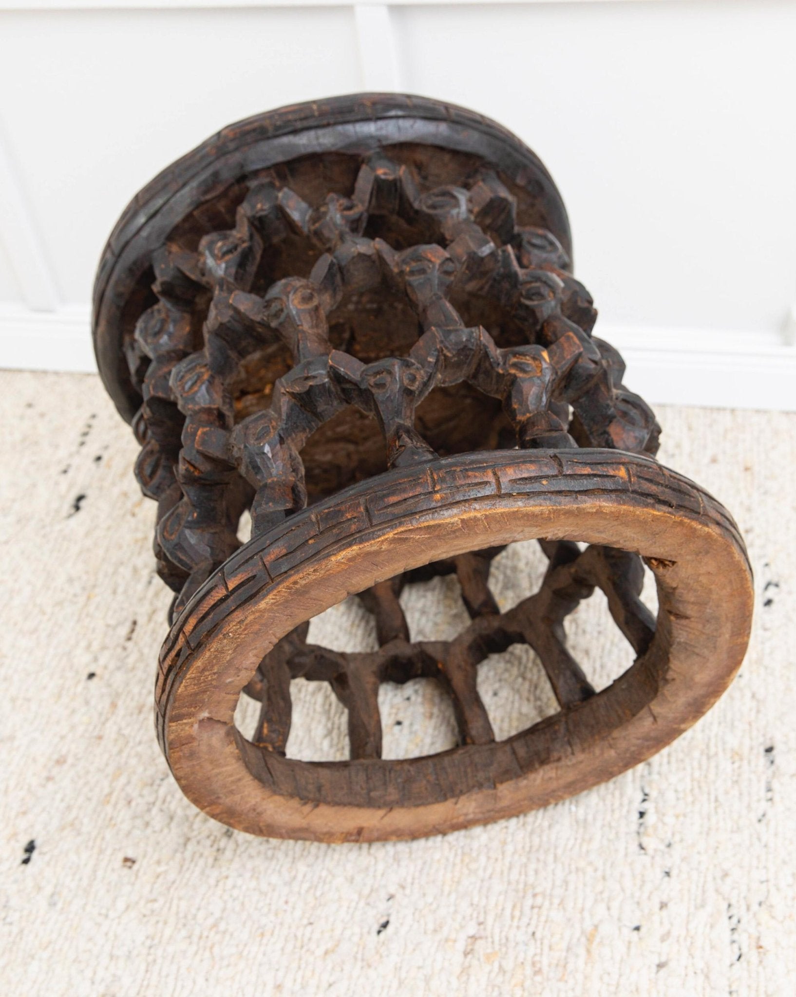 Vintage 1950s Bamileke stool - hand - carved table from Cameroon - African art - Handmade, Boho Furniture, gift idea_Bottega Jacobs