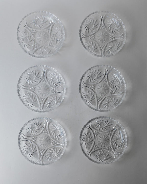 Vintage 1950s Crystal Dessert Plates Set of 6, Handcrafted Dresdener Crystal Glass Plates with Fine Texture, for Cake and Dessert, Gift Idea_Bottega Jacobs