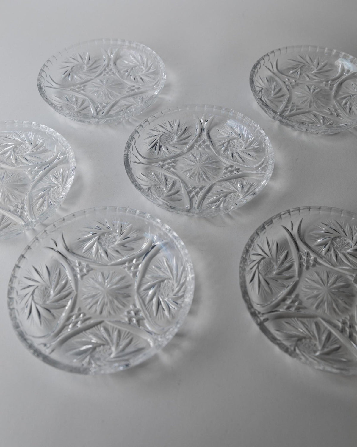 Vintage 1950s Crystal Dessert Plates Set of 6, Handcrafted Dresdener Crystal Glass Plates with Fine Texture, for Cake and Dessert, Gift Idea_Bottega Jacobs