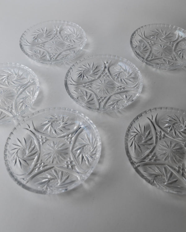 Vintage 1950s Crystal Dessert Plates Set of 6, Handcrafted Dresdener Crystal Glass Plates with Fine Texture, for Cake and Dessert, Gift Idea_Bottega Jacobs